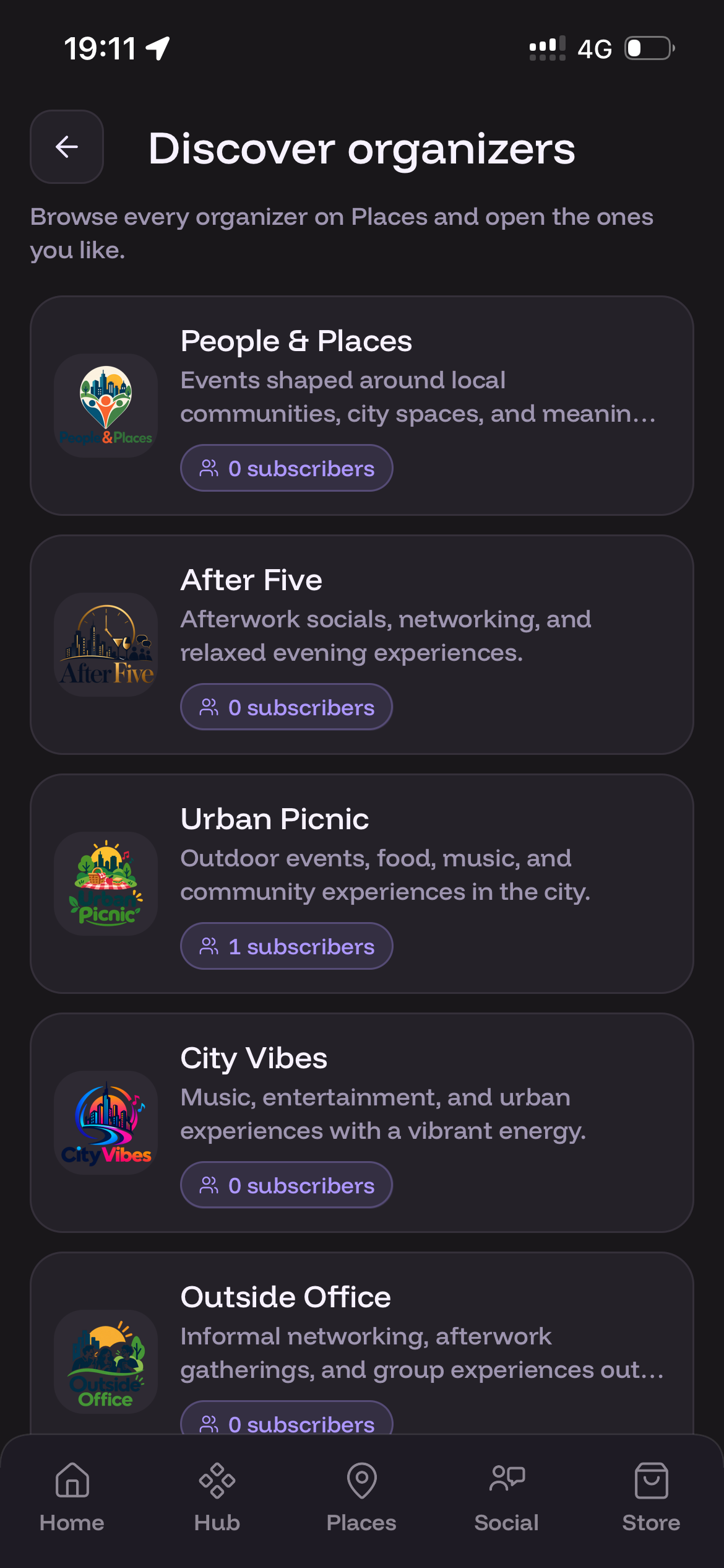 Discover and follow organizers in Places