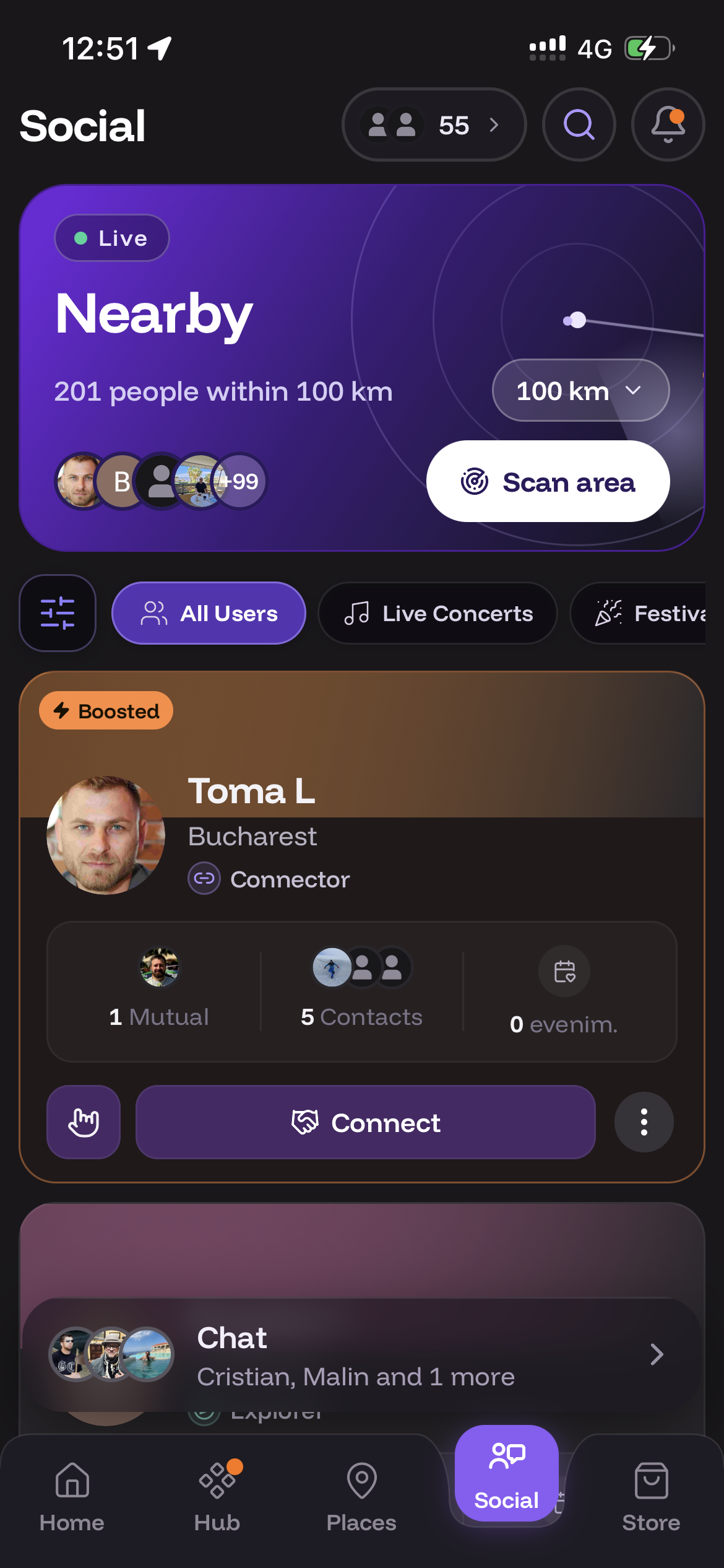 Find people nearby and connect in Places Social
