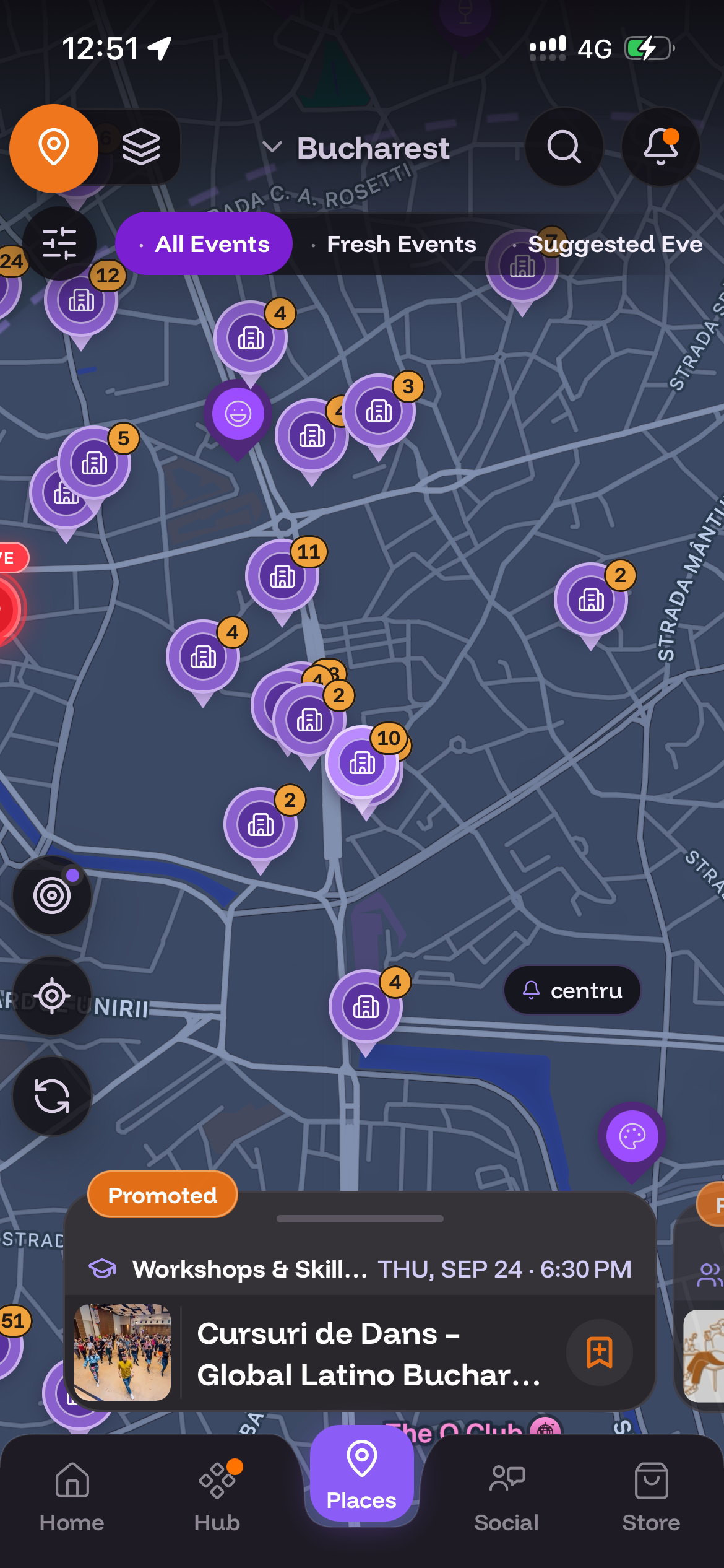 Explore nearby events on the Places map